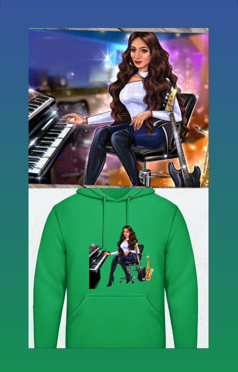 Bundle: Puzzle (1000 pieces) & Hoodie (green)