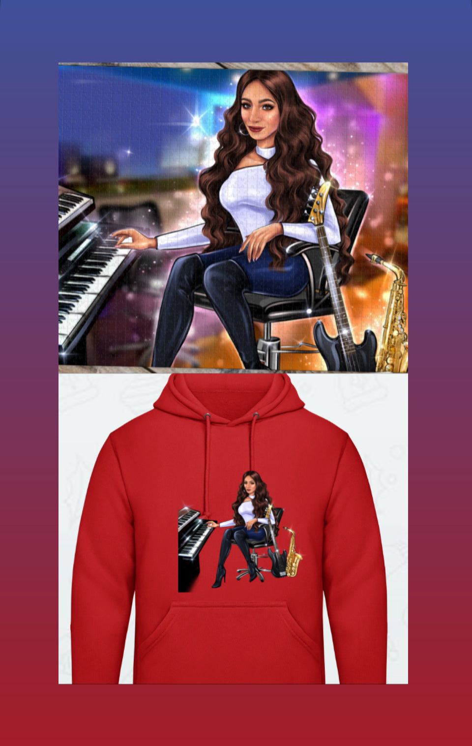 Bundle: Puzzle (1000 pieces) & Hoodie (red)