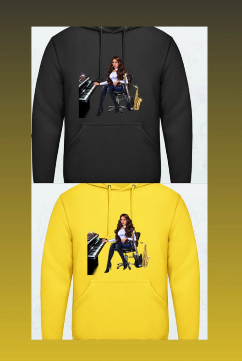 Bundle: 2 Hoodies (gelb, schwarz) - Musiker Merchandise Shop