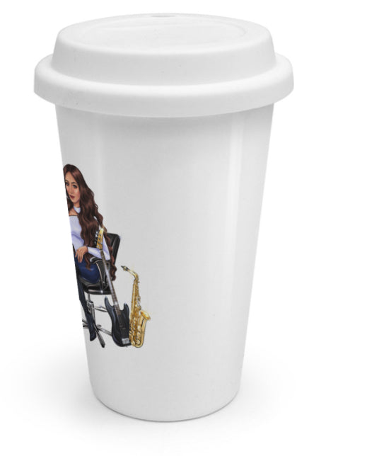 Coffee To Go Becher in weiß für Musiker - Musiker Merchandise Shop