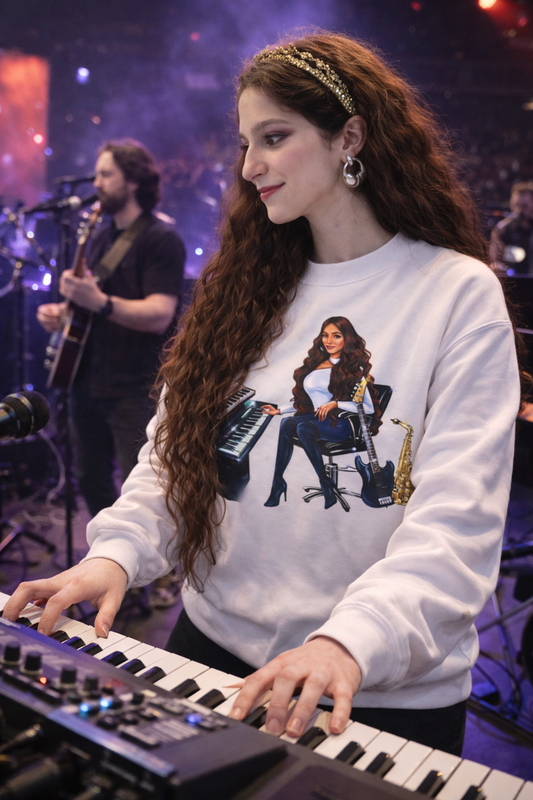 Musiker Pullover in weiß für Konzerte - Musiker Merchandise Shop