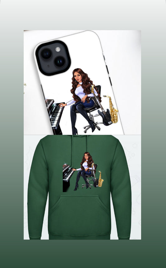 Bundle: Handyhülle (iPhone 14) & Hoodie (dunkelgrün) - Musiker Merchandise Shop