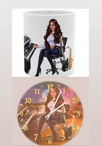 Bundle: Wanduhr & Tasse - Musiker Merchandise Shop