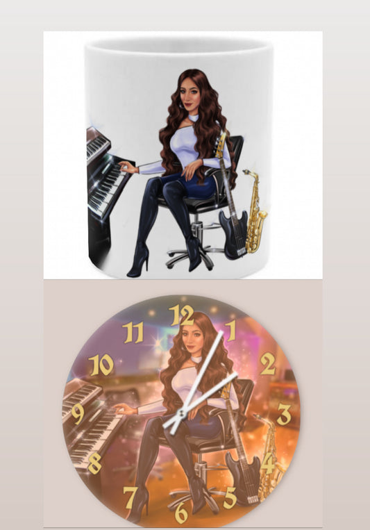 Bundle: Wanduhr & Tasse - Musiker Merchandise Shop