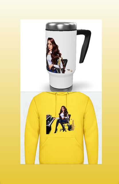 Bundle: Thermobecher & Hoodie (gelb) - Musiker Merchandise Shop