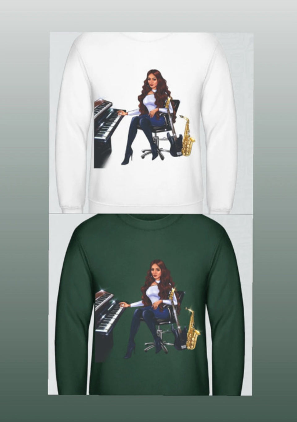 Bundle: 2 Pullover (weiß, dunkelgrün) - Musiker Merchandise Shop
