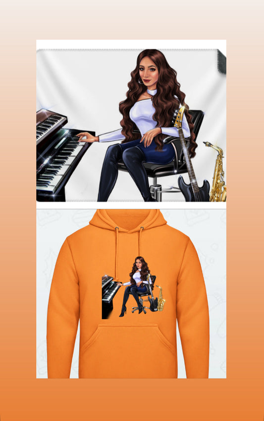 Bundle: Kuscheldecke & Hoodie (orange) - Musiker Merchandise Shop