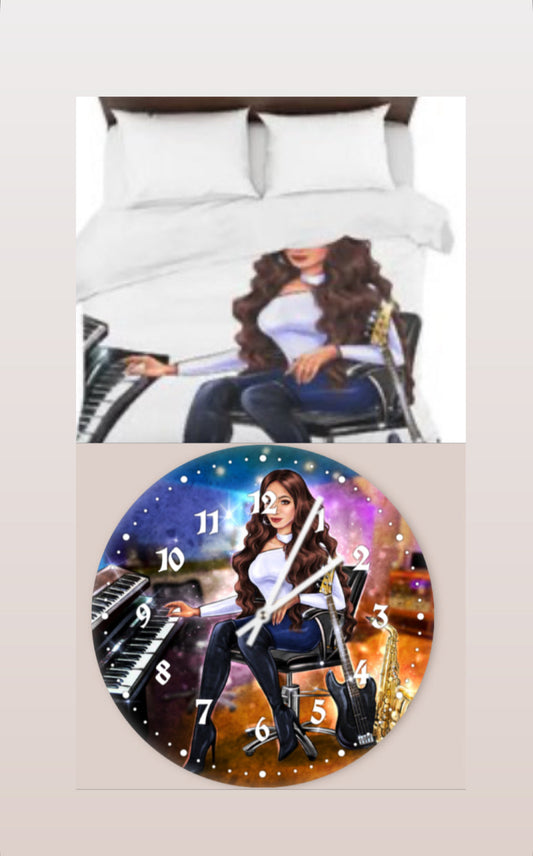 Bundle: Bettwäsche & Wanduhr - Musiker Merchandise Shop