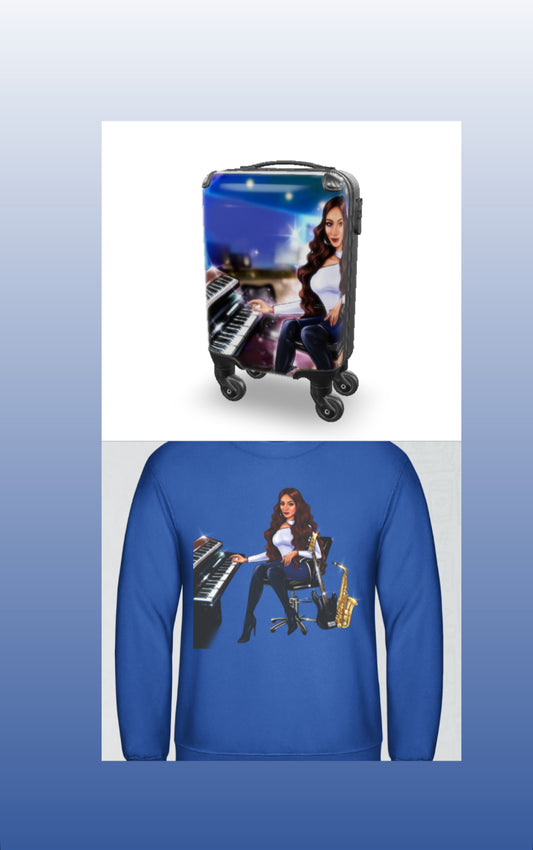 Bundle: Koffer & Pullover (blau) - Musiker Merchandise Shop