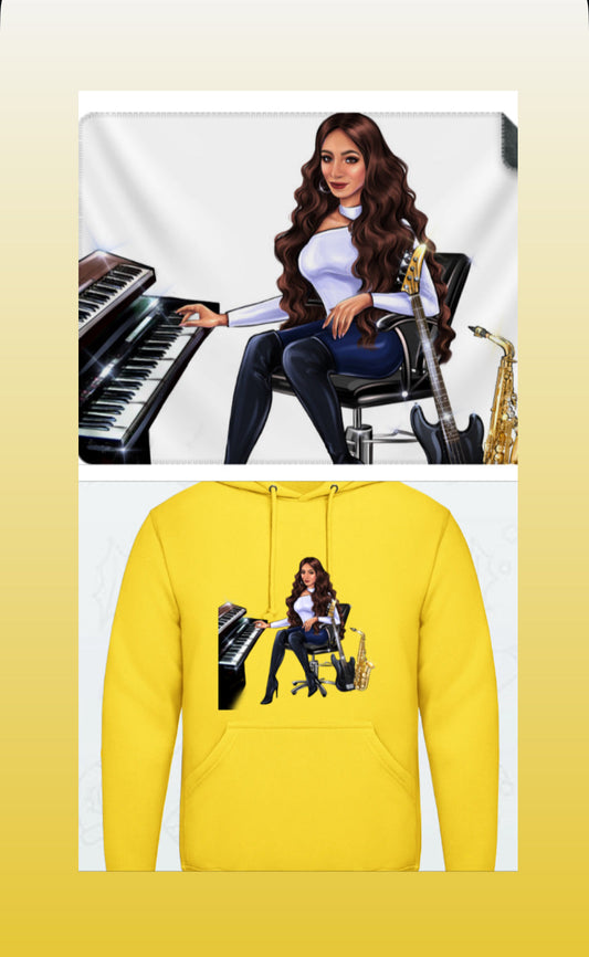 Bundle: Kuscheldecke & Hoodie (gelb) - Musiker Merchandise Shop