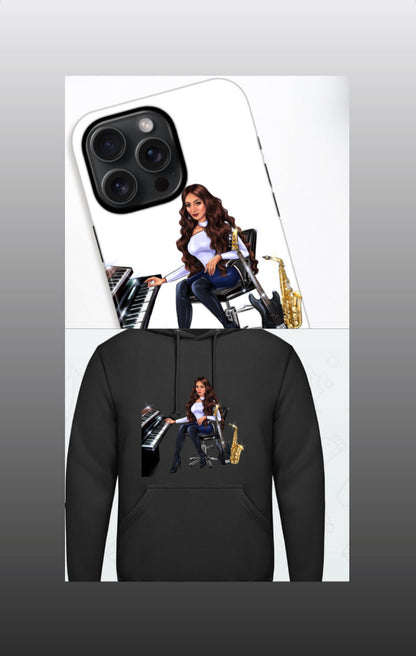 Bundle: Handyhülle (iPhone 15 Pro Max) & Hoodie (schwarz) - Musiker Merchandise Shop