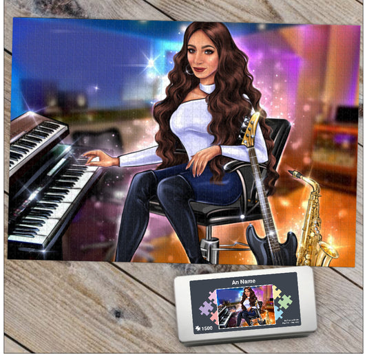 Bundle: Puzzle (1500 Teile) & Hoodie (burgunderrot) - Musiker Merchandise Shop