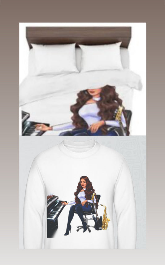 Bettwäsche und Pullover in weiß für Musiker - Musiker Merchandise Shop