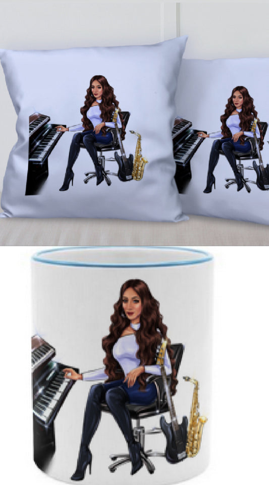 Kissen und Tasse in blau für Musiker - Musiker Merchandise Shop