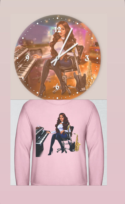 Bundle: Wanduhr & Pullover (rosa) - Musiker Merchandise Shop