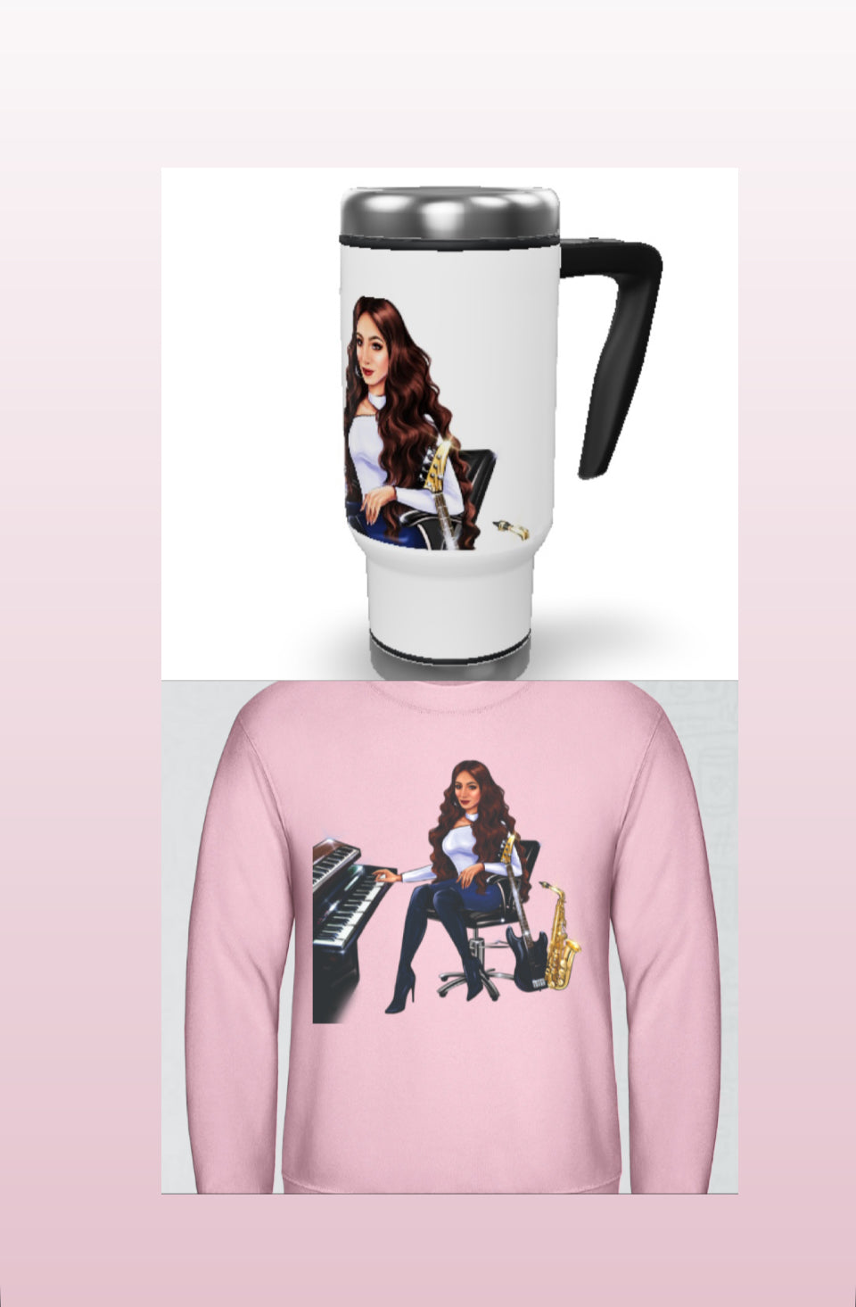 Bundle: Thermobecher & Pullover (rosa) - Musiker Merchandise Shop