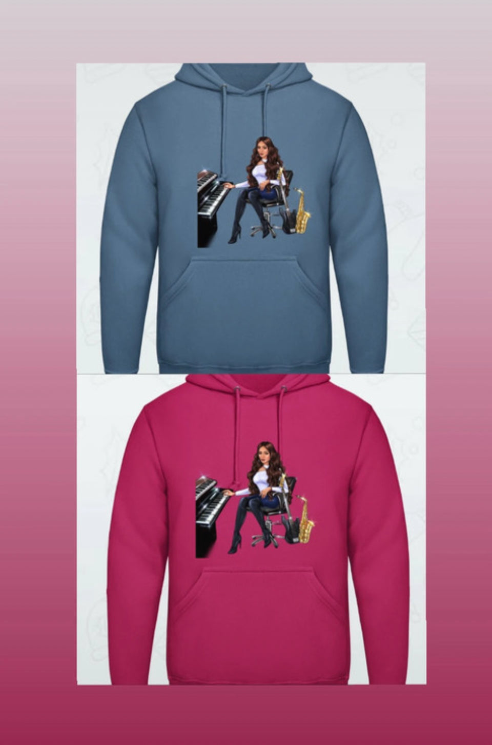 Bundle: 2 Hoodies (hellblau, pink) - Musiker Merchandise Shop