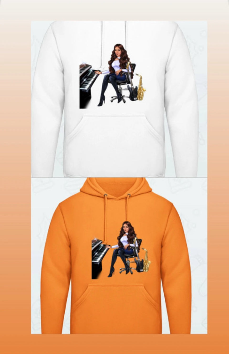 Bundle: 2 Hoodies (weiß, orange) - Musiker Merchandise Shop