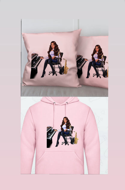 Kissen und Hoodie in rosa für Musiker - Musiker Merchandise Shop 