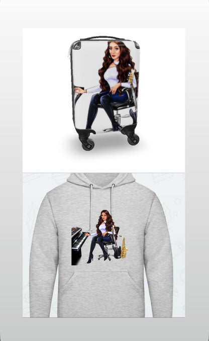 Koffer und Hoodie in grau für Musiker - Musiker Merchandise Shop 