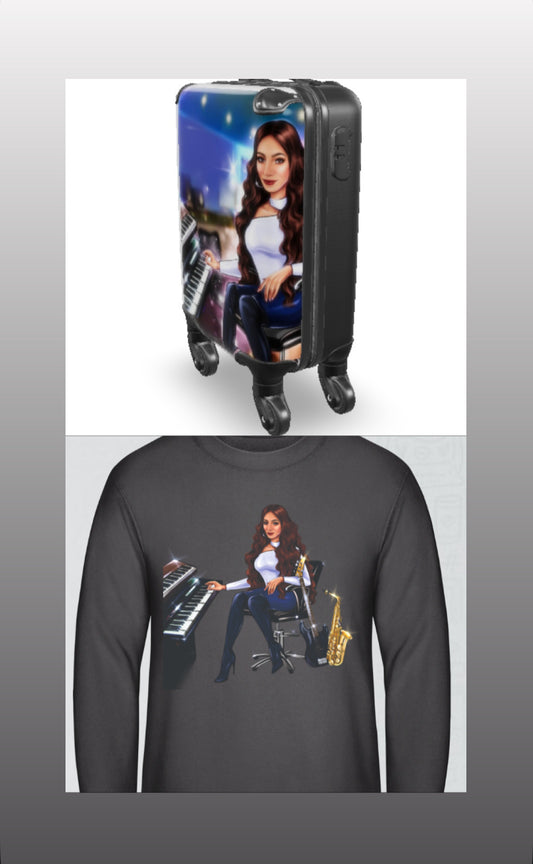 Koffer und Pullover in grau für Musiker - Musiker Merchandise Shop