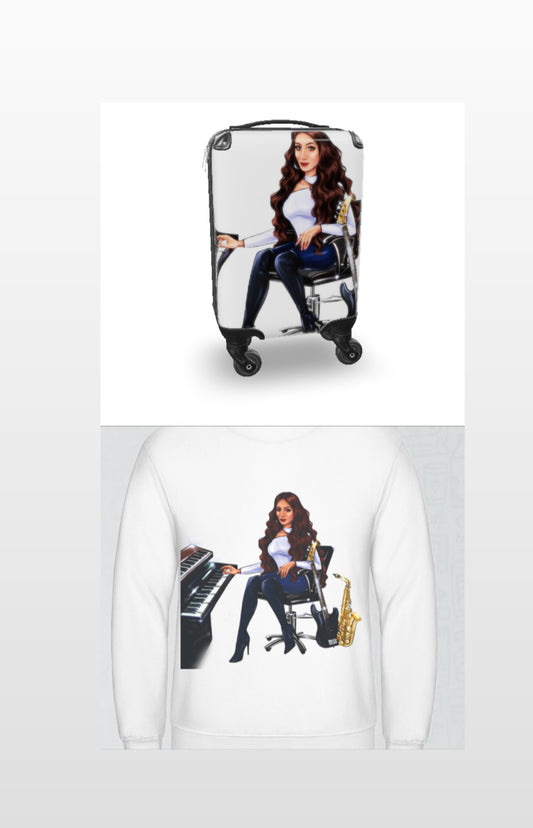 Bundle: Koffer & Pullover (weiß) - Musiker Merchandise Shop