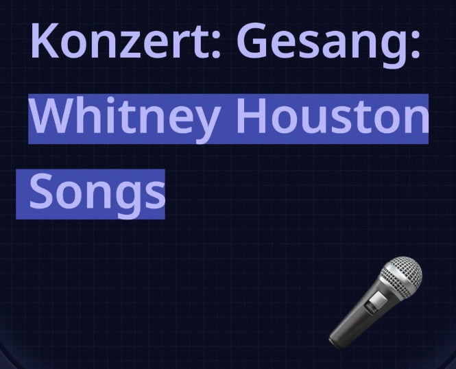 Livestream-Konzerte: Gesang - Whirney Houston Songs - Musiker Merchandise Shop
