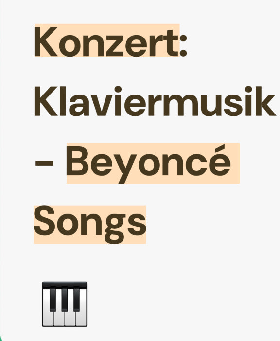 Livestream-Konzerte: Klaviermusik - Beyoncé Songs - Musiker Merchandise Shop
