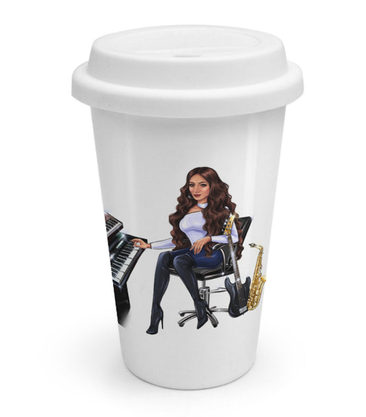 Coffee To Go Becher in weiß für Musiker - Musiker Merchandise Shop
