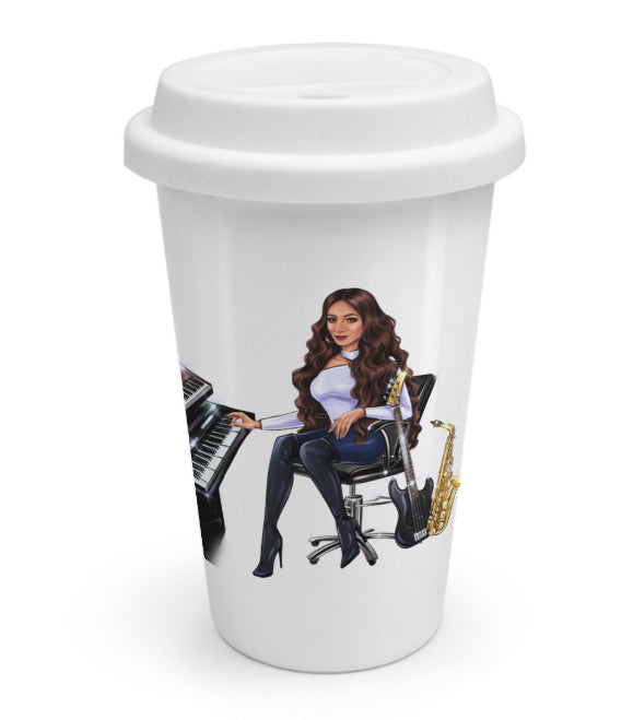 Coffee To Go Becher in weiß für Musiker - Musiker Merchandise Shop
