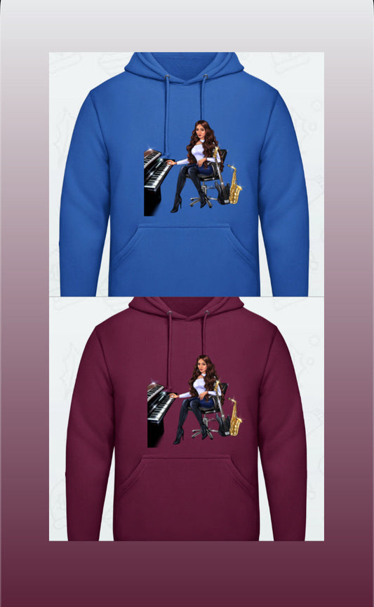 Musiker Hoodies in blau und burgunderrot - Musiker Merchandise Shop