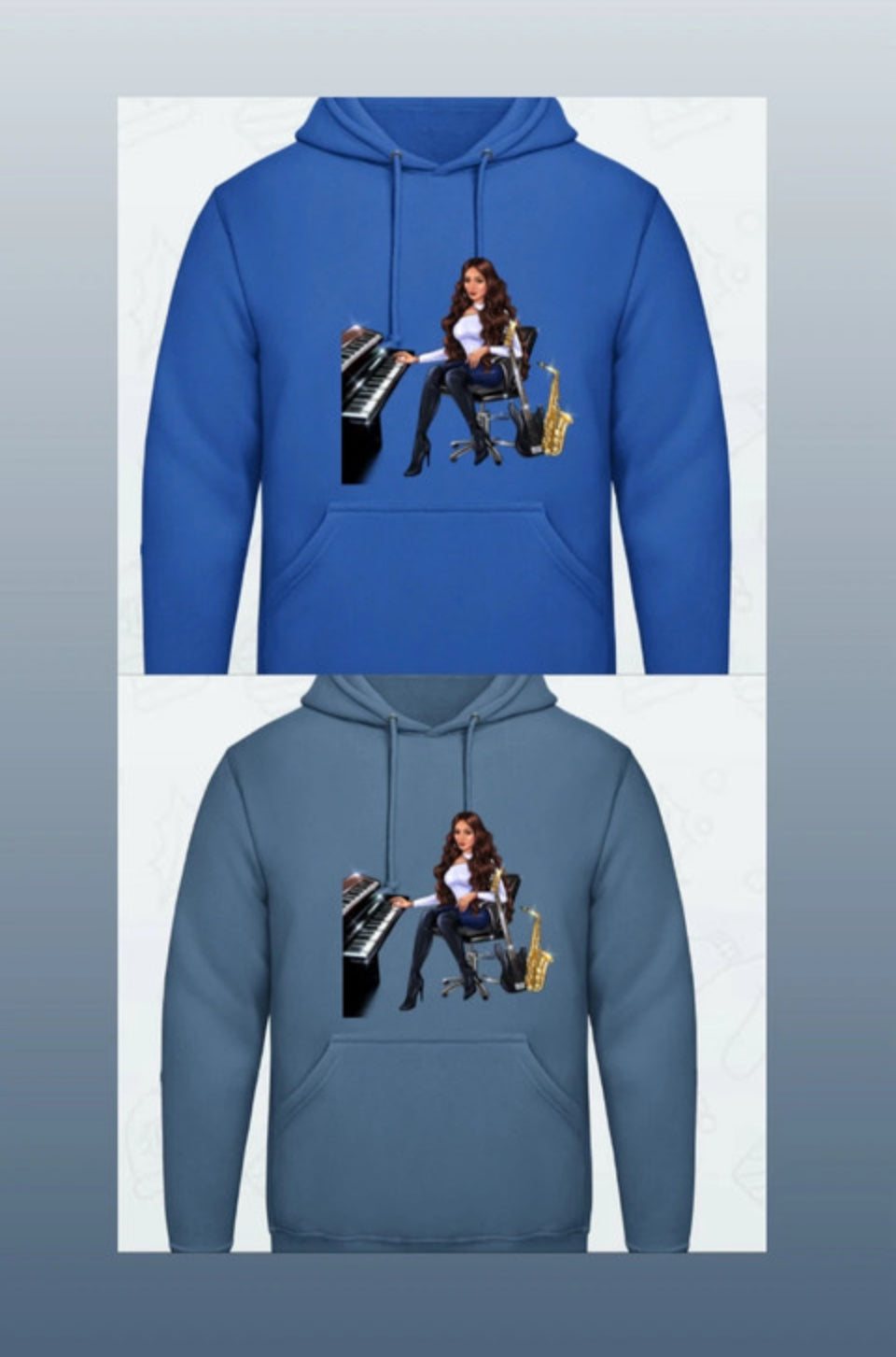 Bundle: 2 Hoodies (blau, hellblau) - Musiker Merchandise Shop