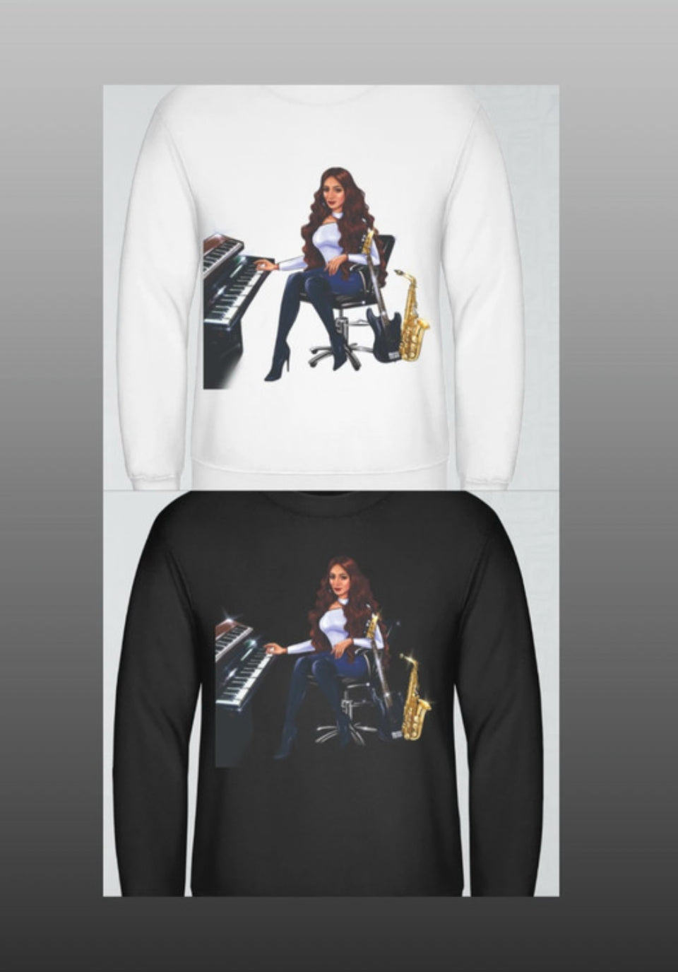 Pullover in weiß und schwarz für Musiker - Musiker Merchandise Shop