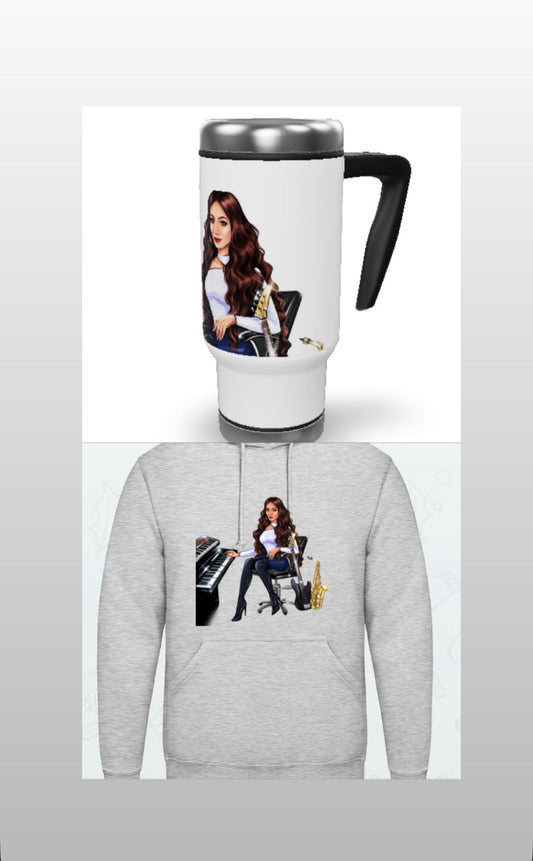 Bundle: Thermobecher & Hoodie (grau) - Musiker Merchandise Shop