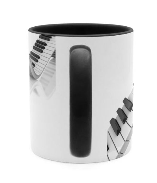 Tasse mit Klaviertasten Motiv in schwarz für Musiker - Musiker Merchandise Shop