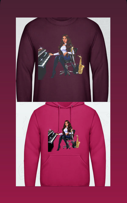 Pullover in burgunderrot und Hoodie in pink für Musiker - Musiker Merchandise Shop 
