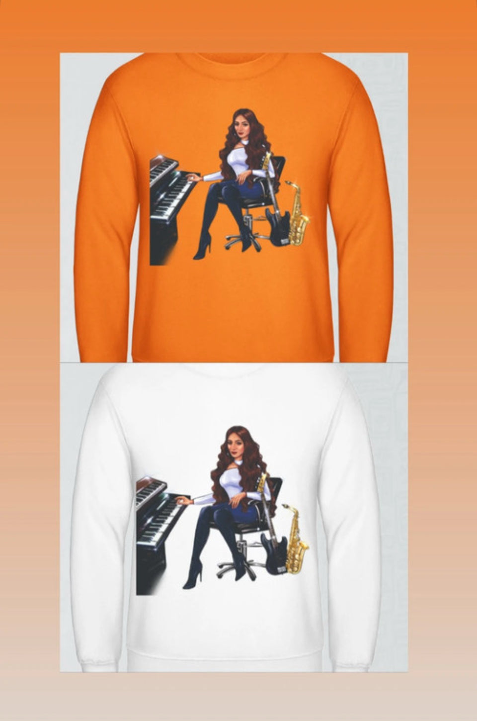 Bundle: 2 Pullover (orange, weiß) - Musiker Merchandise Shop