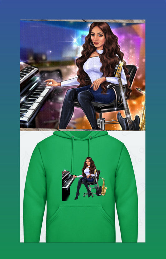 Puzzle und Hoodie in grün für Musiker - Musiker Merchandise Shop 