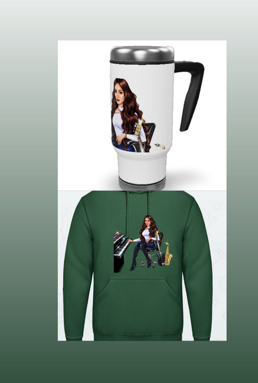 Bundle: Thermobecher & Hoodie (dunkelgrün) - Musiker Merchandise Shop