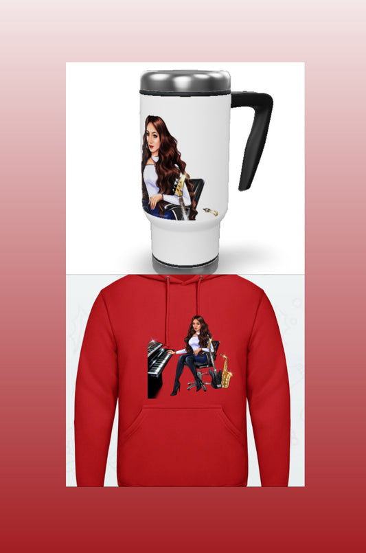 Bundle: Thermobecher & Hoodie (rot) - Musiker Merchandise Shop