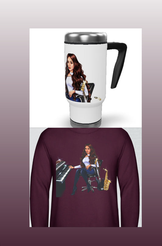 Bundle: Thermobecher & Pullover (burgunderrot) - Musiker Merchandise Shop