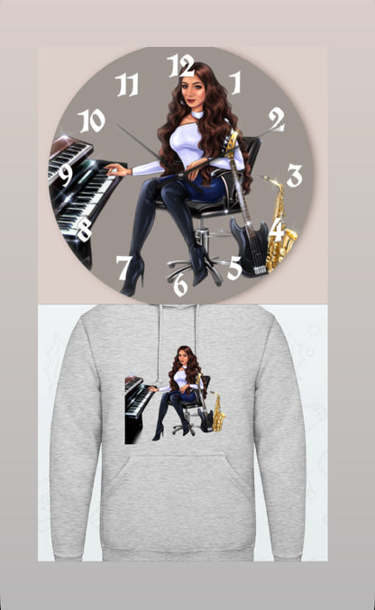 Bundle: Wanduhr & Hoodie (grau) - Musiker Merchandise Shop