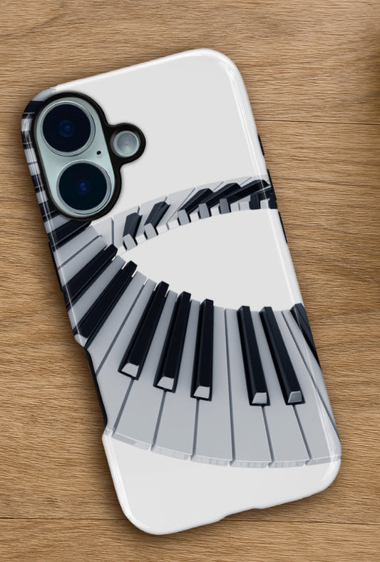 Musiker Handyhülle iPhone 17 mit Klaviertasten Motiv - Musiker Merchandise Shop 