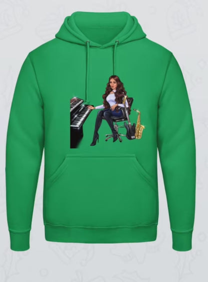 Produktvideo Hoodie in grün für Musiker